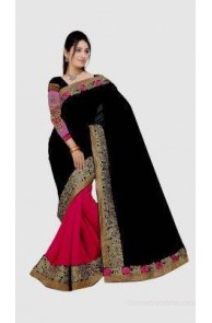 Winza Embriodered, Embellished, Solid Fashion Georgette Sari